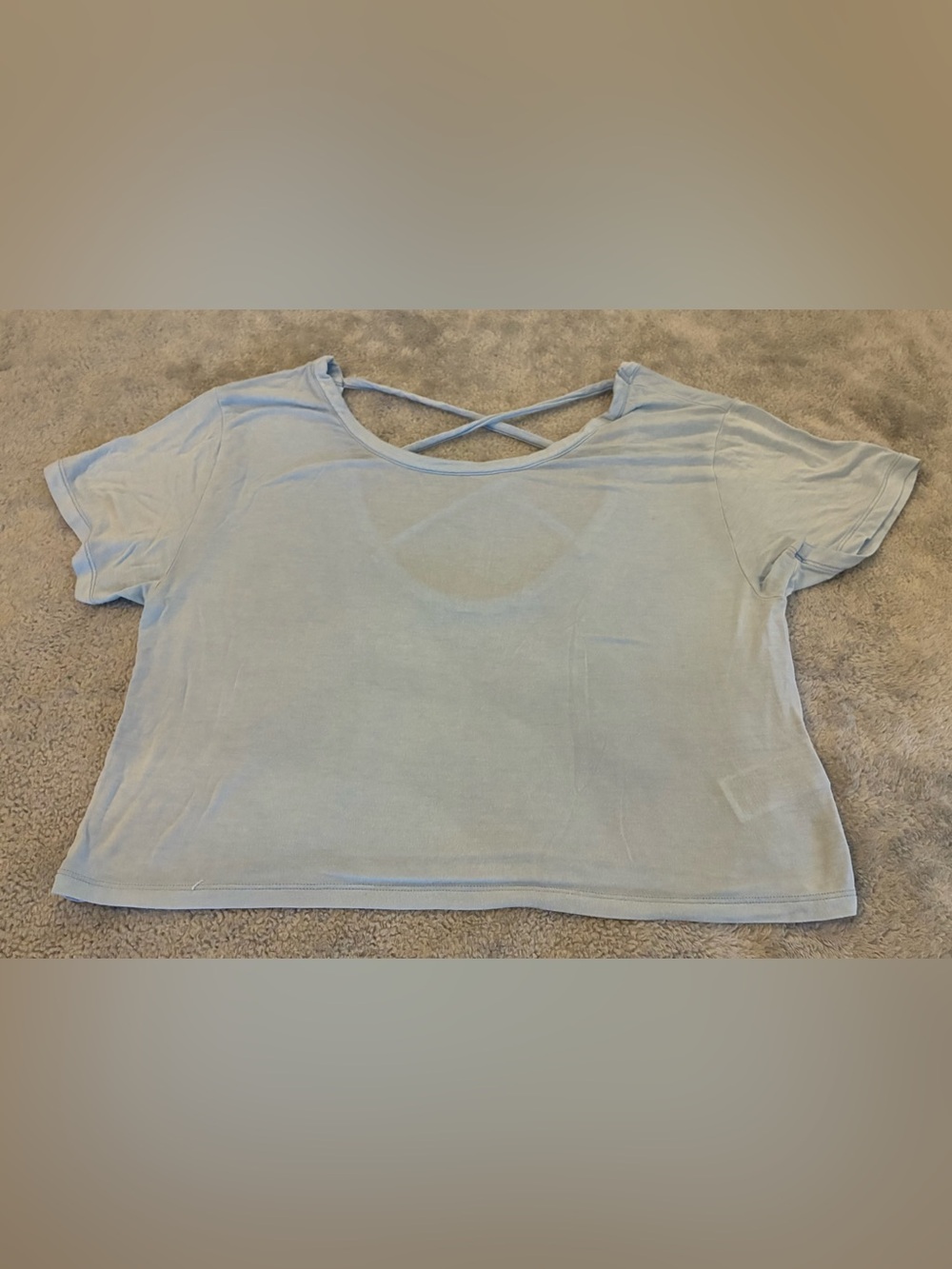 American Eagle Light Blue Crisscross Back Women's Crop Top Size Small
